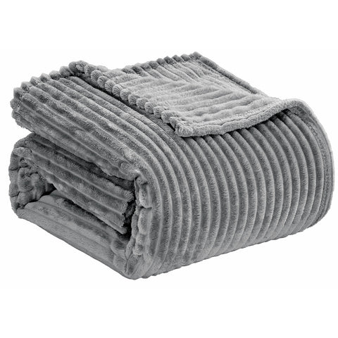 Reversible Striata Lined Ribbed Corduroy Oversized All-Season Plush Blanket