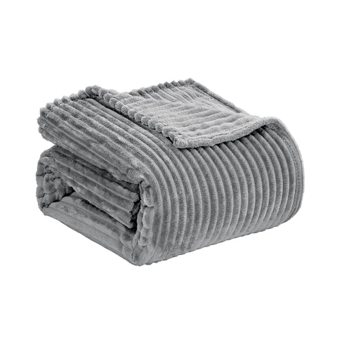 Reversible Striata Lined Ribbed Corduroy Oversized All-Season Plush Blanket