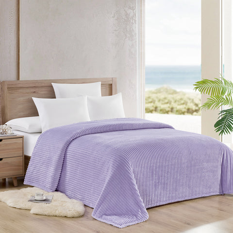 Reversible Striata Lined Ribbed Corduroy Oversized All-Season Plush Blanket