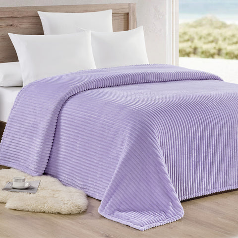 Reversible Striata Lined Ribbed Corduroy Oversized All-Season Plush Blanket