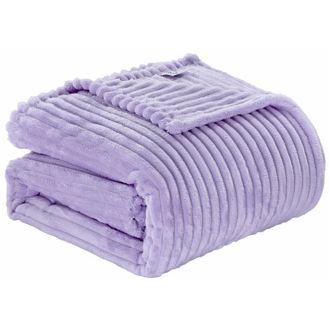 Reversible Striata Lined Ribbed Corduroy Oversized All-Season Plush Blanket