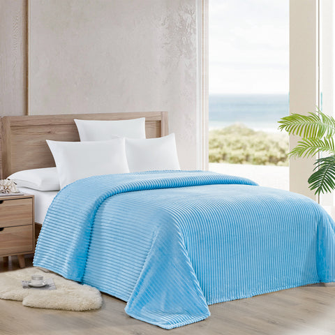 Reversible Striata Lined Ribbed Corduroy Oversized All-Season Plush Blanket