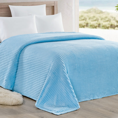 Reversible Striata Lined Ribbed Corduroy Oversized All-Season Plush Blanket