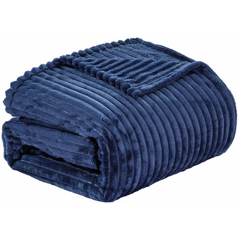 Reversible Striata Lined Ribbed Corduroy Oversized All-Season Plush Blanket