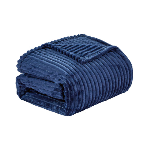 Reversible Striata Lined Ribbed Corduroy Oversized All-Season Plush Blanket