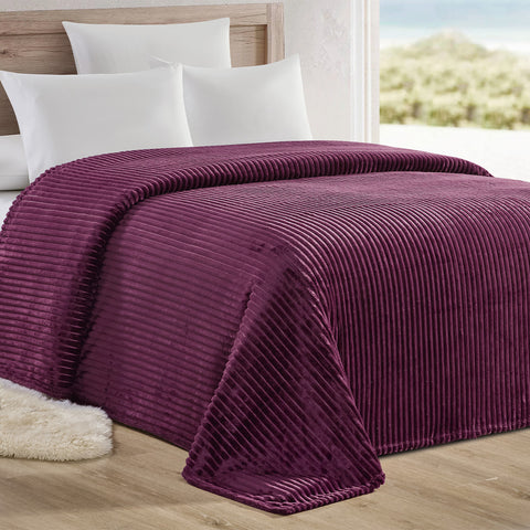 Reversible Striata Lined Ribbed Corduroy Oversized All-Season Plush Blanket