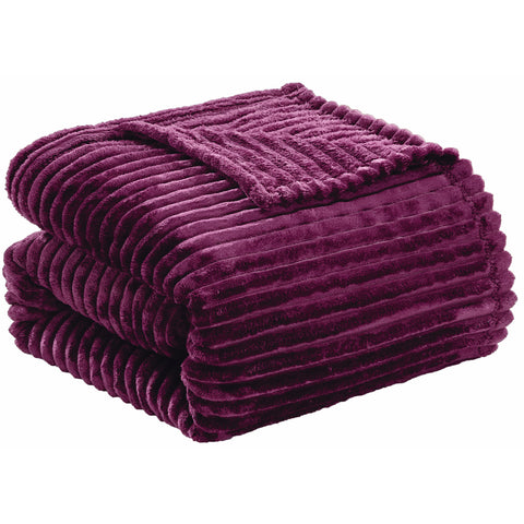 Reversible Striata Lined Ribbed Corduroy Oversized All-Season Plush Blanket