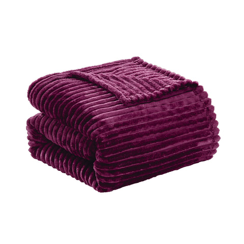 Reversible Striata Lined Ribbed Corduroy Oversized All-Season Plush Blanket