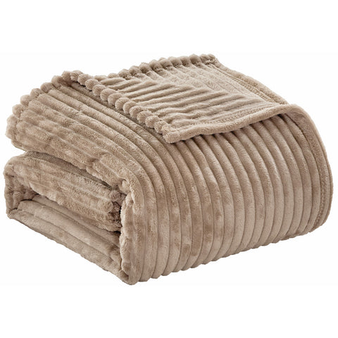 Reversible Striata Lined Ribbed Corduroy Oversized All-Season Plush Blanket