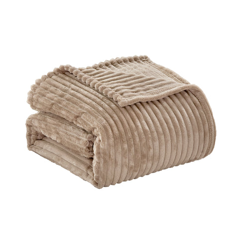Reversible Striata Lined Ribbed Corduroy Oversized All-Season Plush Blanket
