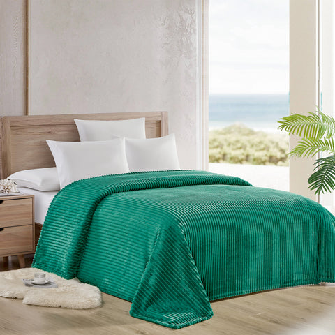 Reversible Striata Lined Ribbed Corduroy Oversized All-Season Plush Blanket