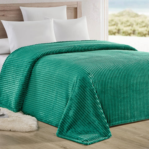 Reversible Striata Lined Ribbed Corduroy Oversized All-Season Plush Blanket