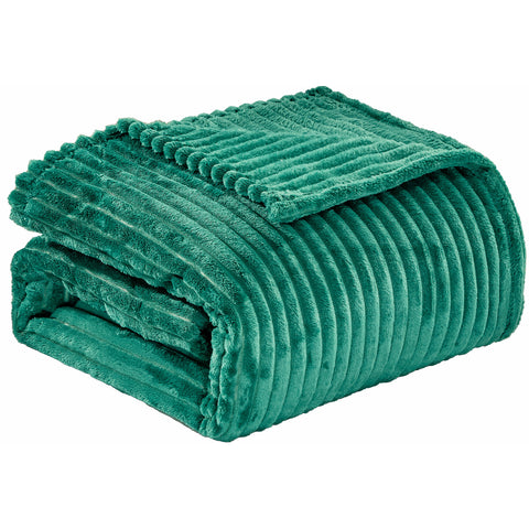 Reversible Striata Lined Ribbed Corduroy Oversized All-Season Plush Blanket