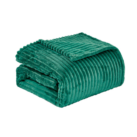 Reversible Striata Lined Ribbed Corduroy Oversized All-Season Plush Blanket