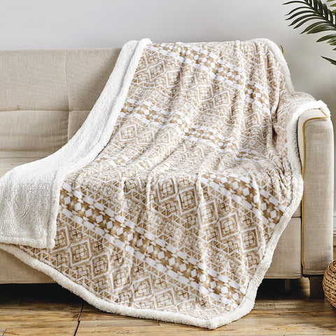 Ultra Soft Microplush Printed Sherpa Throw Blanket 50" x 60" Lightweight Fleece for Couch, Bed, and Everyday Use – Warm, Durable, Machine Washable