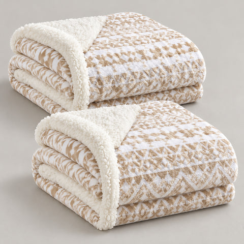 2-Pack Ultra-Soft Microplush Printed Sherpa Throw Blankets – 50" x 60"  Lightweight Warm Fleece Blankets for Couch, Sofa & Bed | 100% Polyester | Machine Washable