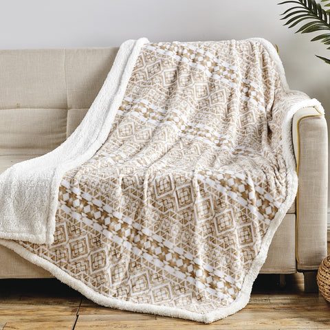 Ultra-Soft Microplush Printed Sherpa Throw Blanket – 50" x 60"  Lightweight Warm Fleece Blanket for Couch, Sofa & Bed | 100% Polyester | Machine Washable