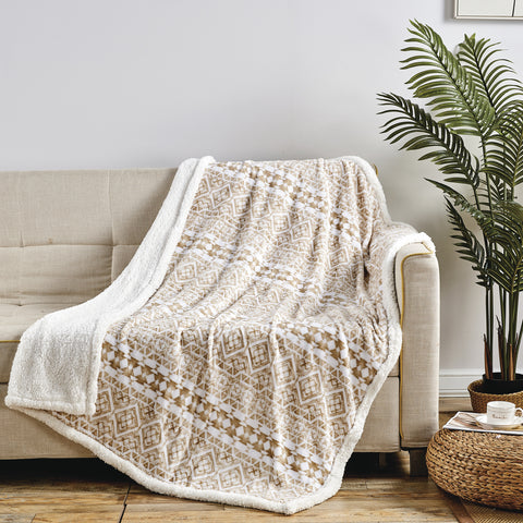 Ultra-Soft Microplush Printed Sherpa Throw Blanket – 50" x 60"  Lightweight Warm Fleece Blanket for Couch, Sofa & Bed | 100% Polyester | Machine Washable