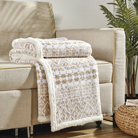 2-Pack Ultra-Soft Microplush Printed Sherpa Throw Blankets – 50" x 60"  Lightweight Warm Fleece Blankets for Couch, Sofa & Bed | 100% Polyester | Machine Washable