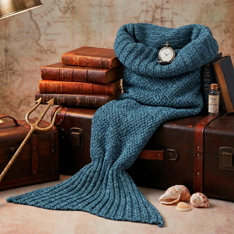 Knitted Mermaid Tail Blanket – Cozy Lap Cover for Kids and Adults
