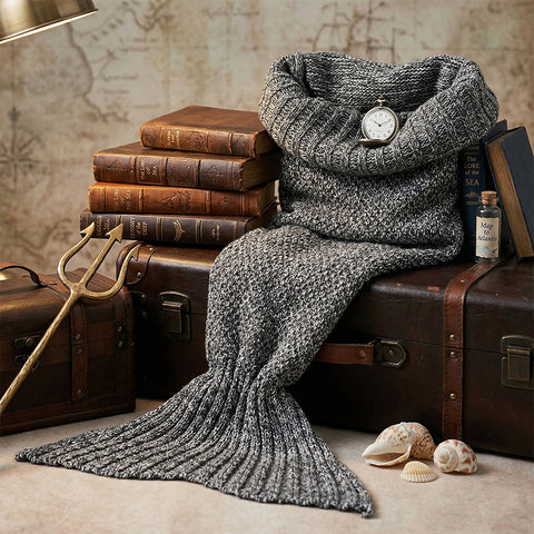 Knitted Mermaid Tail Blanket – Cozy Lap Cover for Kids and Adults