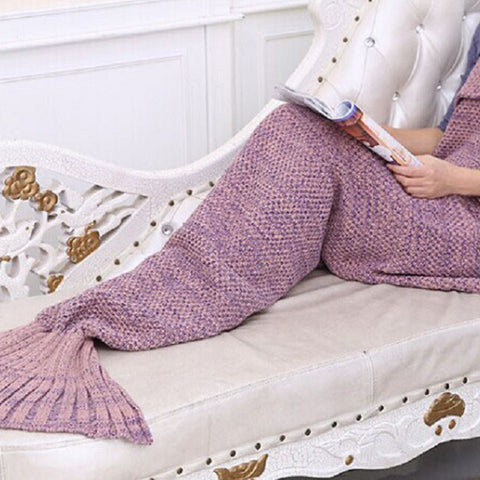 Knitted Wool Mermaid Tail Blanket for Adults