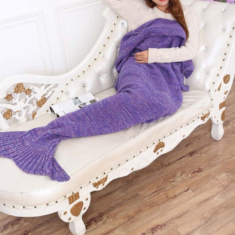 Knitted Wool Mermaid Tail Blanket for Adults