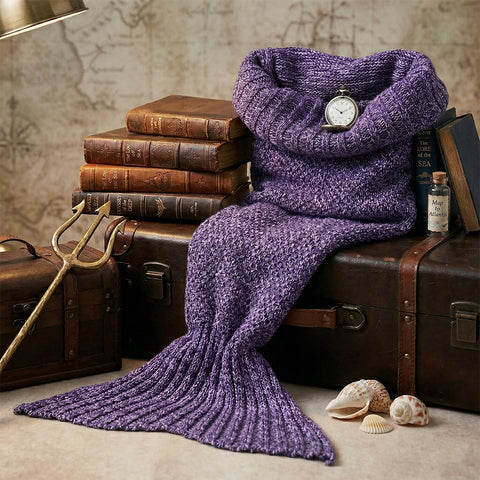 Knitted Mermaid Tail Blanket – Cozy Lap Cover for Kids and Adults