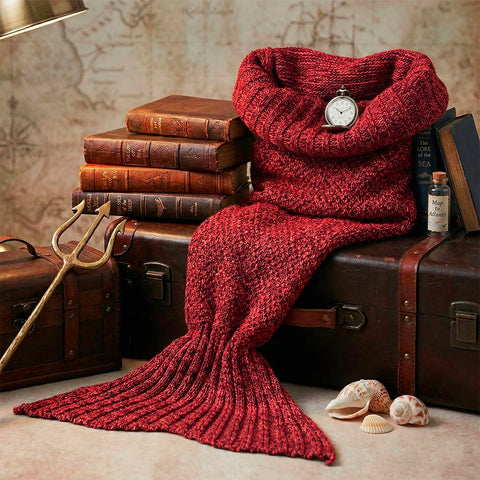 Knitted Mermaid Tail Blanket – Cozy Lap Cover for Kids and Adults