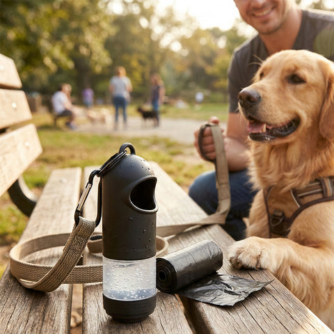 Dog Poop Bag Dispenser with Hand Sanitizer Holder – Portable Pet Waste Bag Holder with Clip for Walking & Travel (1-Pack or 2-Pack)