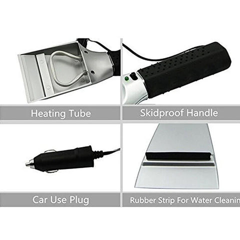 Heated Ice Scraper for Car Windshields – 12V Plug-In Winter Tool, 1-Pack or 2-Pack