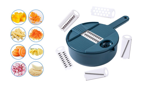 12-Piece: Multifunctional Vegetable Cutter Chopper Drainer, Grater, Slicer  Kitchen Tool Set with hand Protector
