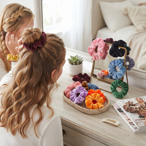 Velvet Hair Scrunchies – Soft Elastic Ponytail Holders, 20 or 40 Pack