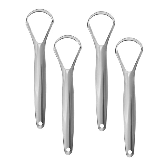 4-Pack Stainless Steel Tongue Scraper Cleaner – Durable Oral Hygiene Tool for Fresh Breath & Daily Tongue Cleaning