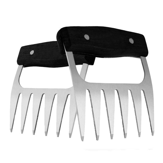 Stainless Steel Meat Shredding Claws, 1 Pair – Wooden-Handle BBQ Tools