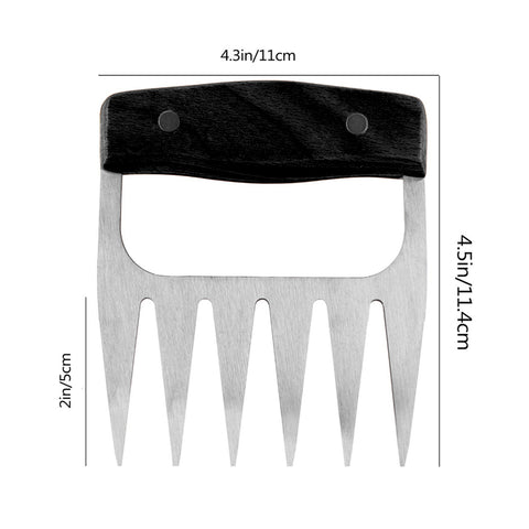 Stainless Steel Meat Shredding Claws, 1 Pair – Wooden-Handle BBQ Tools