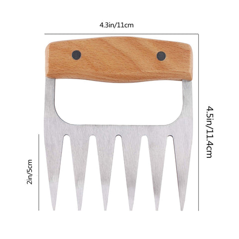 Stainless Steel Meat Shredding Claws, 1 Pair – Wooden-Handle BBQ Tools