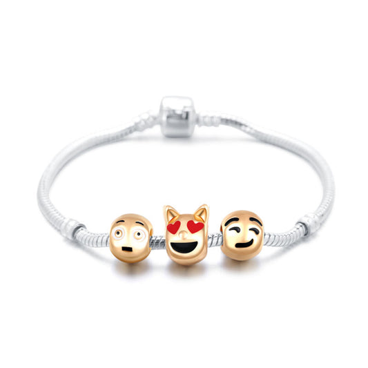 Animal or Christmas Emoji Charm Bracelet – 18K Gold Plated Cute Animal or Christmas Bracelet for Women, Teens & Girls (Adjustable Sizes)