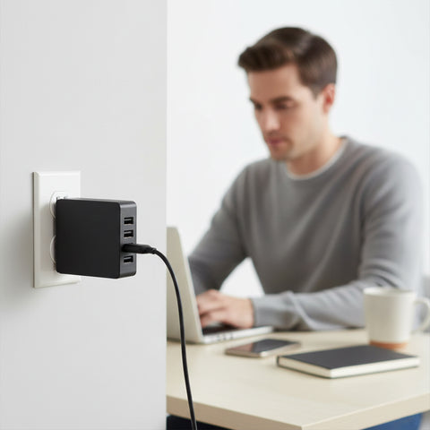40W USB Wall Charger with 4 Ports – Universal Multi-Port Charging Station for Phones, Tablets & Devices