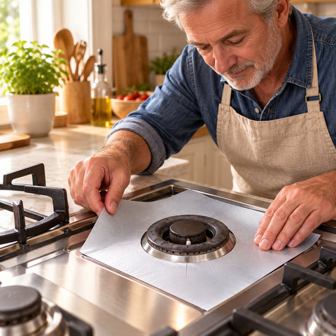Reusable Gas Stove Burner Covers – Trim-to-Fit Nonstick Liners, 4, 8 or 12 Pack