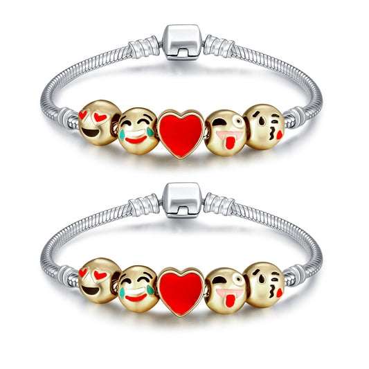 Santa Emoji Charm Bracelet – Gold Plated Christmas Bracelet with Festive Emoji Charms (7.5” Length)