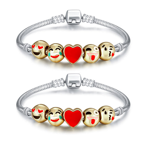 Santa Emoji Charm Bracelet – Gold Plated Christmas Bracelet with Festive Emoji Charms (7.5” Length)