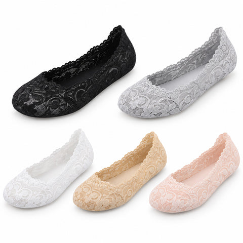 No-Show Lace Footies, 5-Pack – Low-Cut Liner Socks for Flats