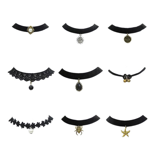 9-Pack Women’s Choker Necklace Set – Classic, Velvet, Lace & Pendant Styles with Adjustable Fit for Everyday & Special Occasions