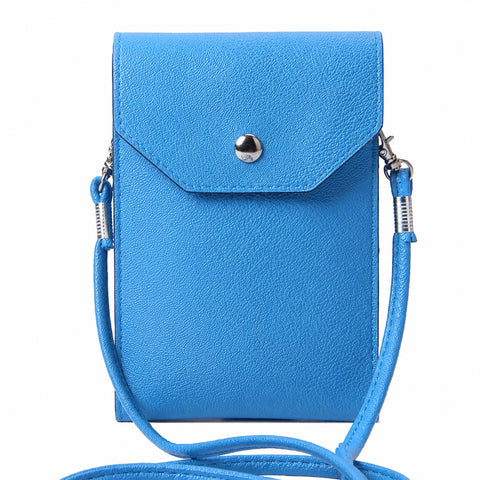 Crossbody Cell Phone Bag Slim PU Leather Phone Purse with Two Compartments and Detachable Strap