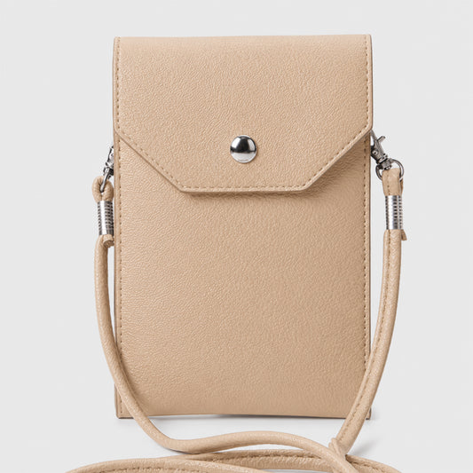 Crossbody Cell Phone Bag Slim PU Leather Phone Purse with Two Compartments and Detachable Strap