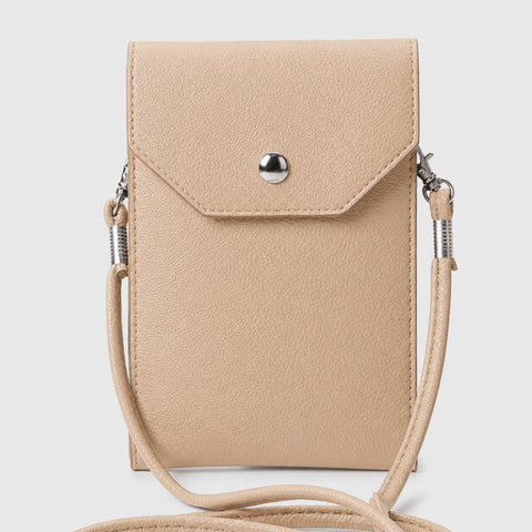 Crossbody Cell Phone Bag Slim PU Leather Phone Purse with Two Compartments and Detachable Strap