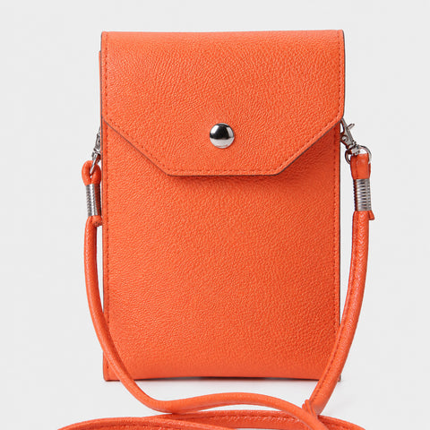 Crossbody Cell Phone Bag Slim PU Leather Phone Purse with Two Compartments and Detachable Strap