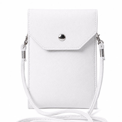 Crossbody Cell Phone Bag Slim PU Leather Phone Purse with Two Compartments and Detachable Strap