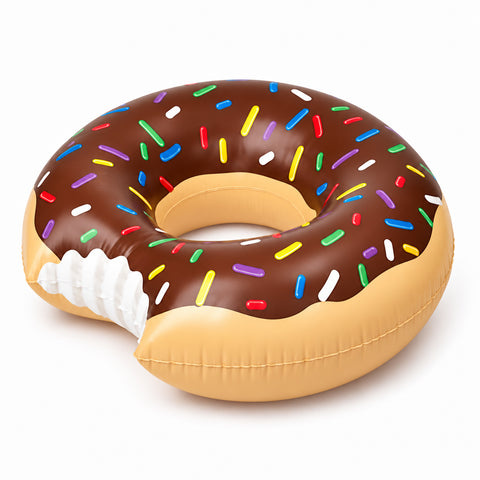 Large Inflatable Donut Pool Float – 47.2-Inch Chocolate Design